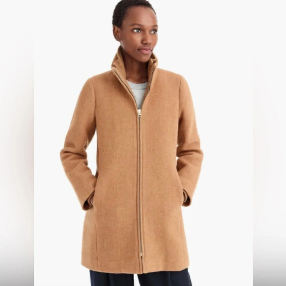 ! J.Crew Heather Acorn (camel) Lodge Coat Italian Stadium Wool 0P Brand …